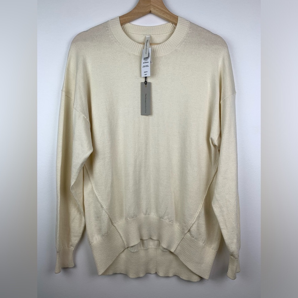 NWT Group Babaton Sweater Morrison Relic White Oversize 2XS XXS Cashmere Cotton
